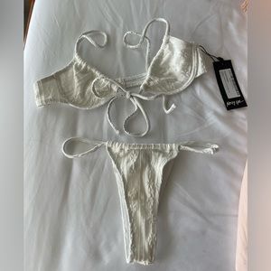 White Embroidered Bikini Set